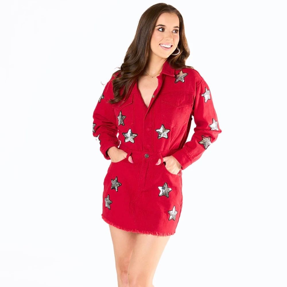 BuddyLove RaeLynn Denim Red Minidress